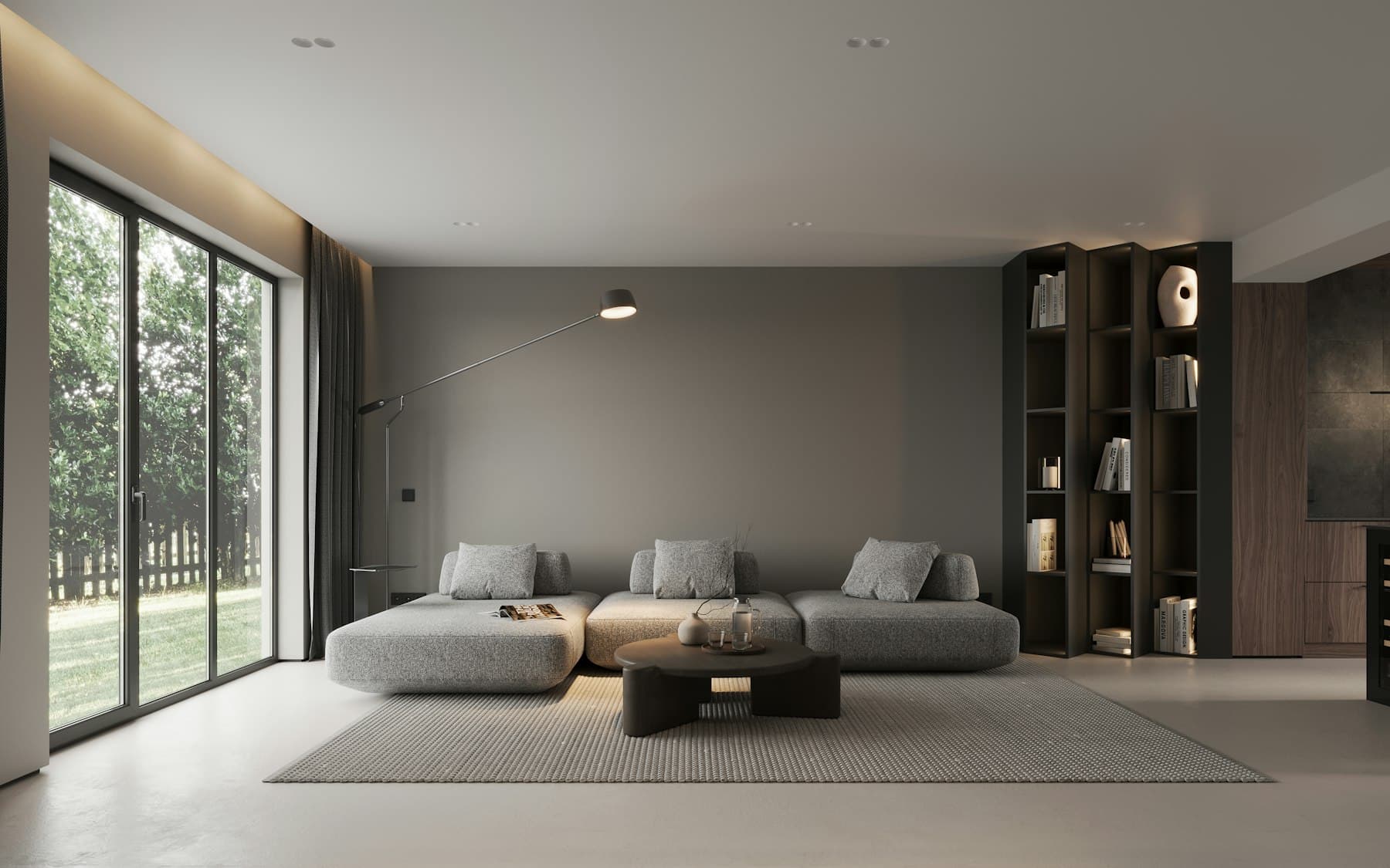 Sala contemporânea, luz natural